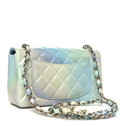 Chanel Lambskin Quilted Tie Dye Ombre Mini Rectangular Flap Blue Multicolor 3 of 11