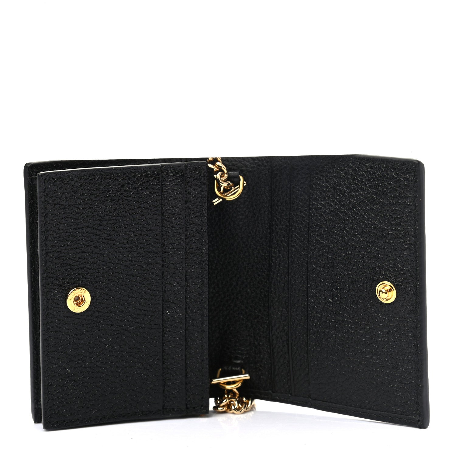 Gucci Grainy Calfskin Zumi Chain Card Case Wallet Black 5 of 7