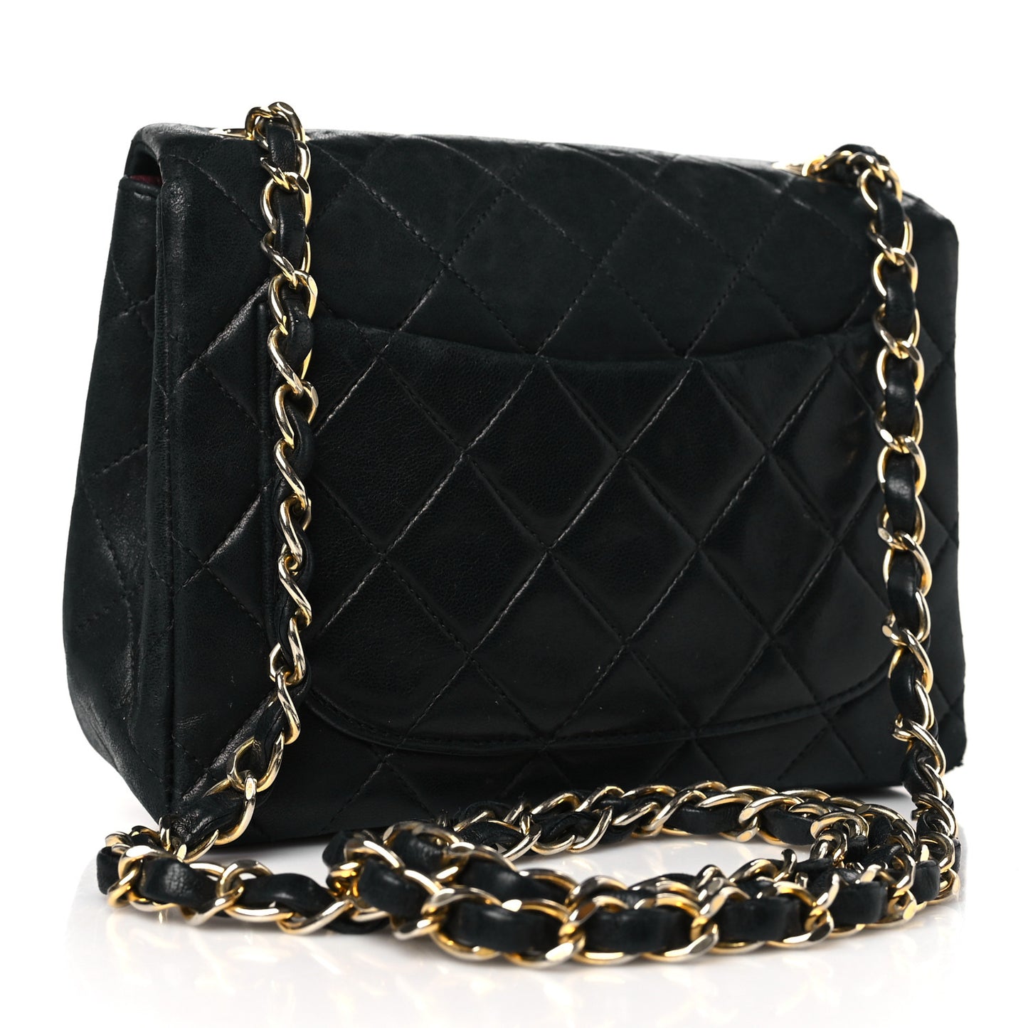 Lambskin Quilted Mini Square Flap Bag Black
