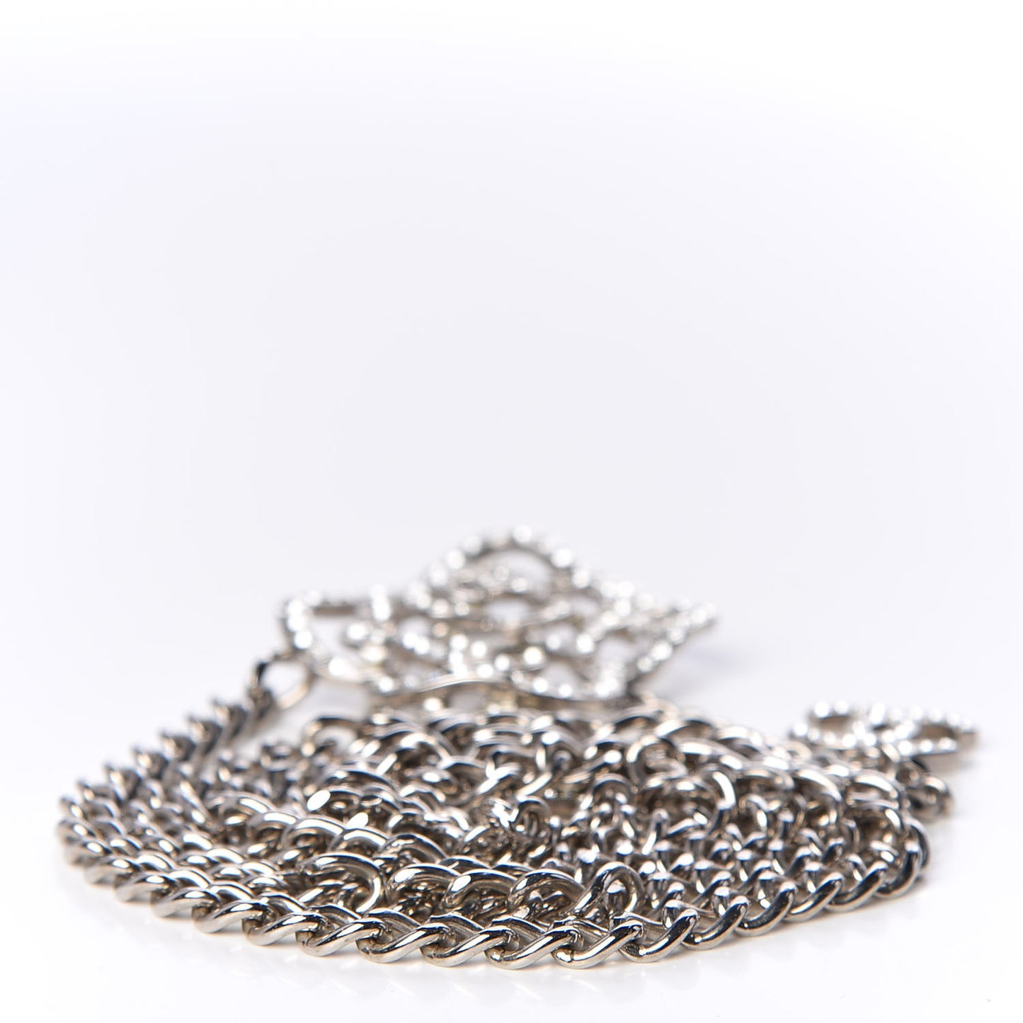 Crystal CC Camellia Chain Belt Silver