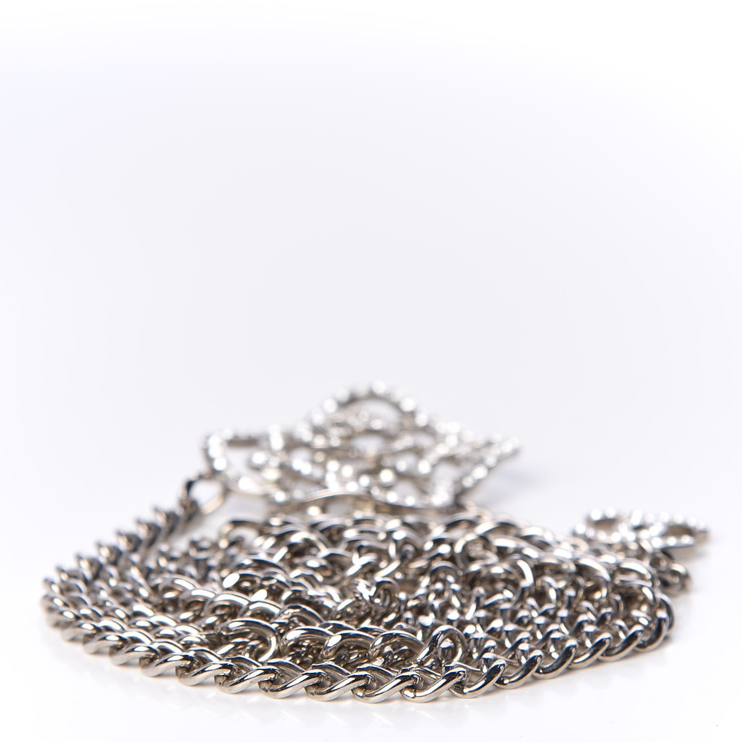 Chanel Crystal CC Camellia Chain Belt Silver 2 of 5