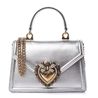 Dolce & Gabbana Smooth Calfskin Devotion Envelope Top Handle Bag Silver 1 of 13