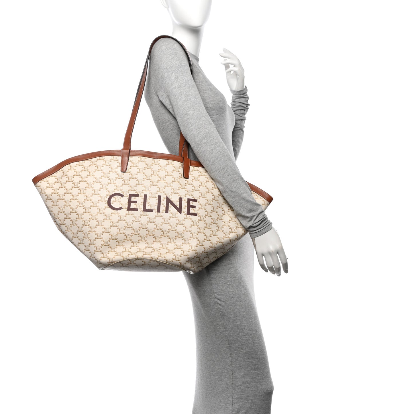 Calfskin Canvas Triomphe Large Couffin White
