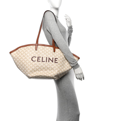 Celine Calfskin Canvas Triomphe Large Couffin White 2 of 10