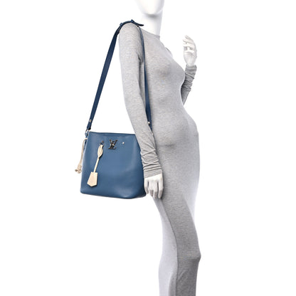 Louis Vuitton Calfskin Lockme Bucket Blue Jean 2 of 11