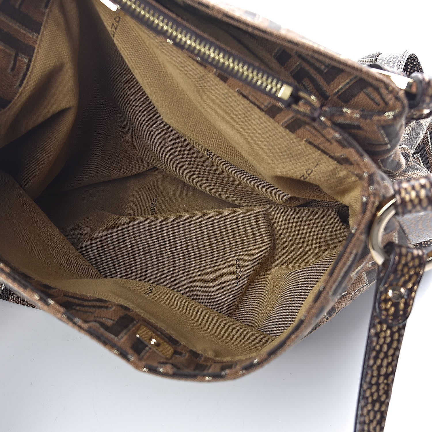 Fendi Zucca Vitello Chef Shopping Tote Tobacco Oro Moro 6 of 14