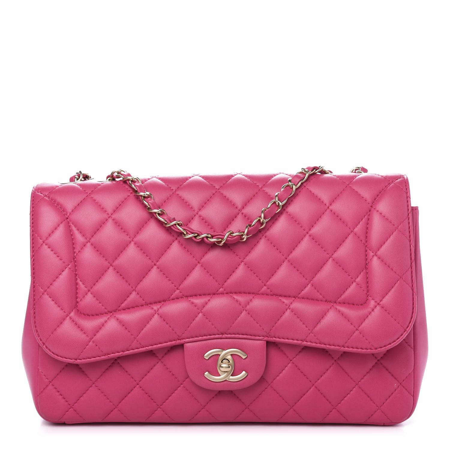 Chanel Lambskin Quilted Jumbo Mademoiselle Chic Flap Fuchsia 1 of 16