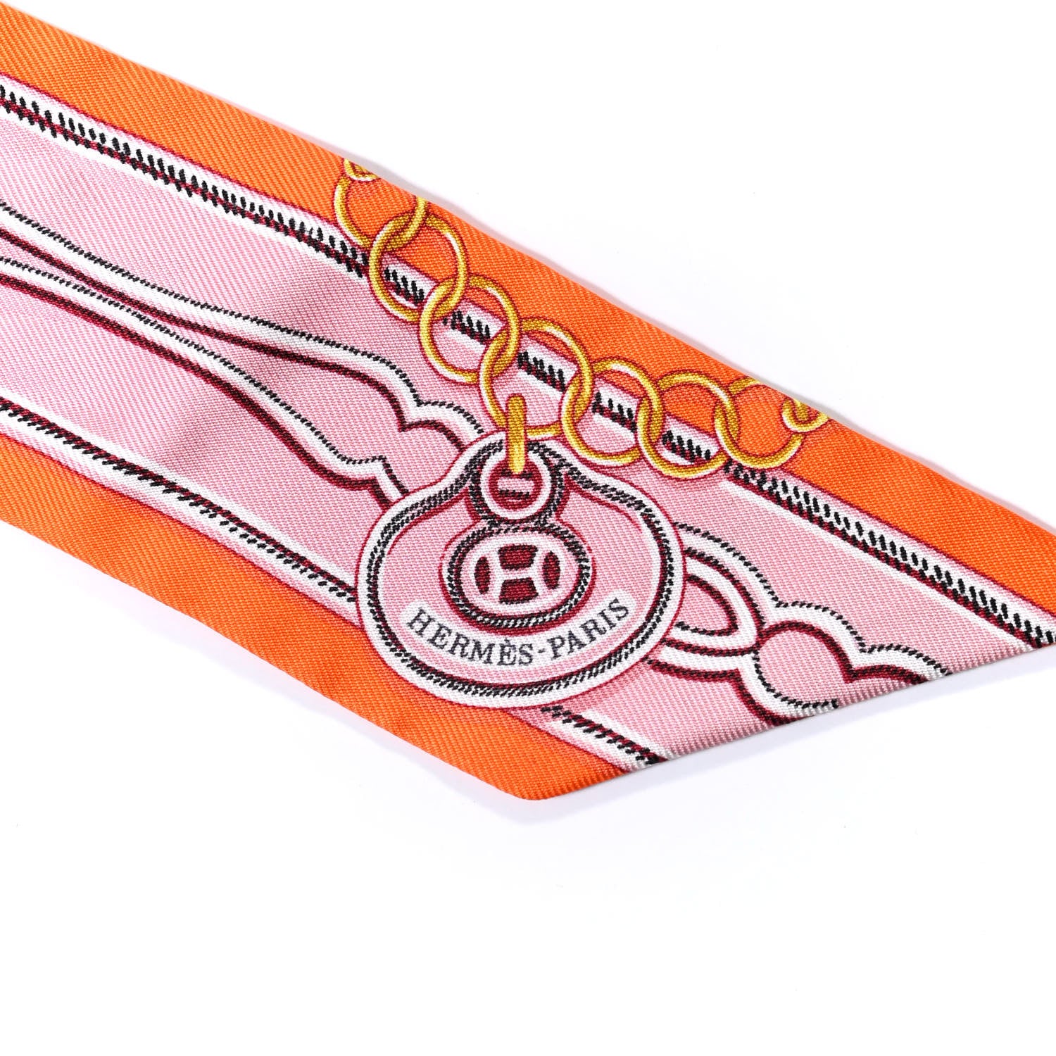 Hermes Silk Maillons Twilly Orange Vieux Rose Gold 4 of 4