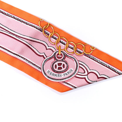 Hermes Silk Maillons Twilly Orange Vieux Rose Gold 4 of 4