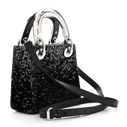 Christian Dior Velvet Leopard Print Mini Lady Dior Black 3 of 10