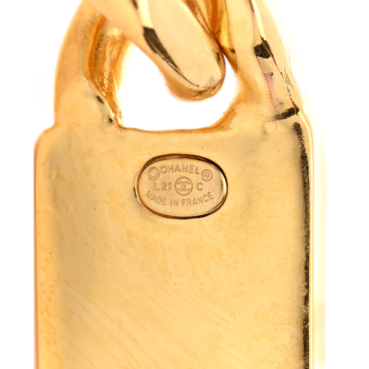 Chanel Crystal Tag Drop Earrings Gold 4 of 4