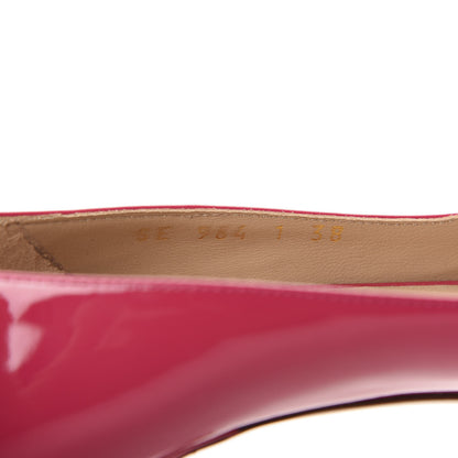 Valentino Garavani Patent Couture Bow Peep Toe Low Heel Pumps 38 Pink 9 of 9