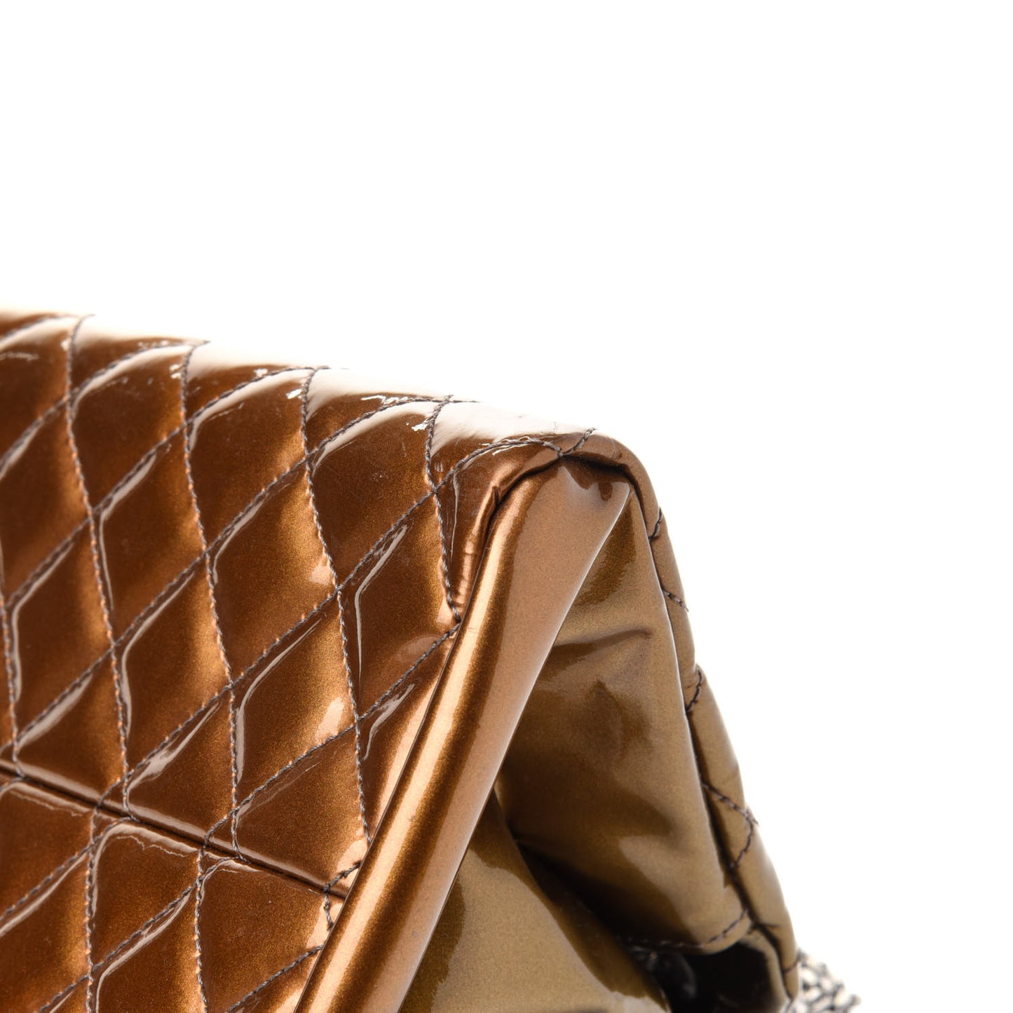 Metallic Patent Quilted Medium Just Mademoiselle Bowling Bag Gold Degrade