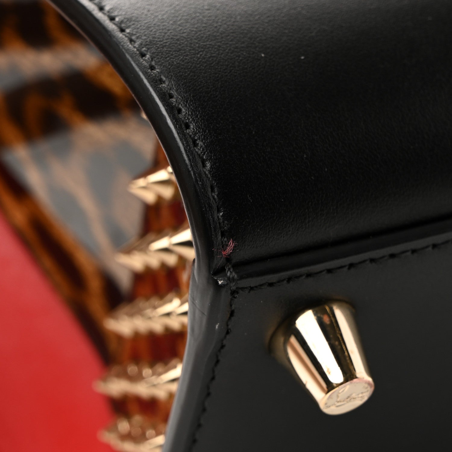 Christian Louboutin Calfskin Patent Leopard Studded Small Paloma Black 31 of 34
