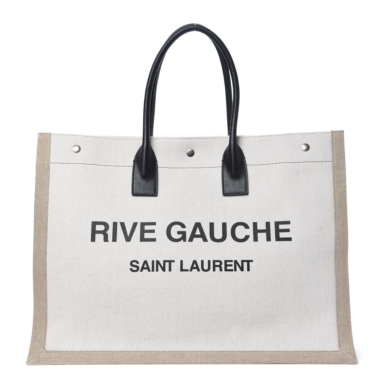 Saint Laurent Linen Calfskin Rive Gauche Tote Optic White 1 of 8