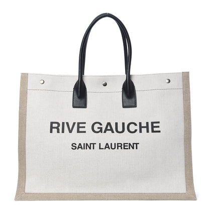 Saint Laurent Linen Calfskin Rive Gauche Tote Optic White 1 of 8