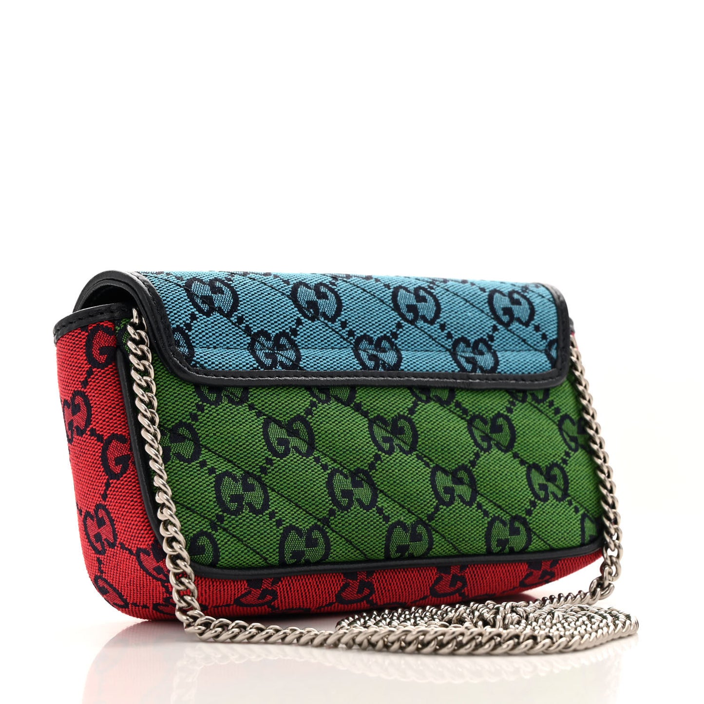 Monogram Multicolor Matelasse Diagonal Super Mini GG Marmont Shoulder Bag Light Blue Pink Blue Green Red