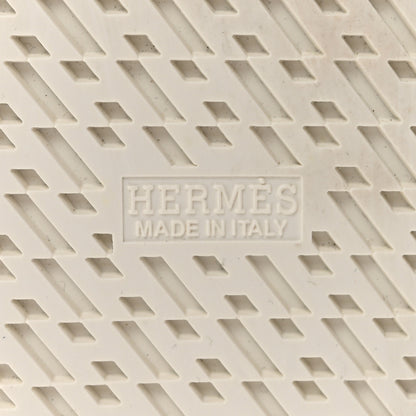 Hermes Calfskin Graff Hermes Mens Quicker Sneakers 42 White Orange 7 of 9
