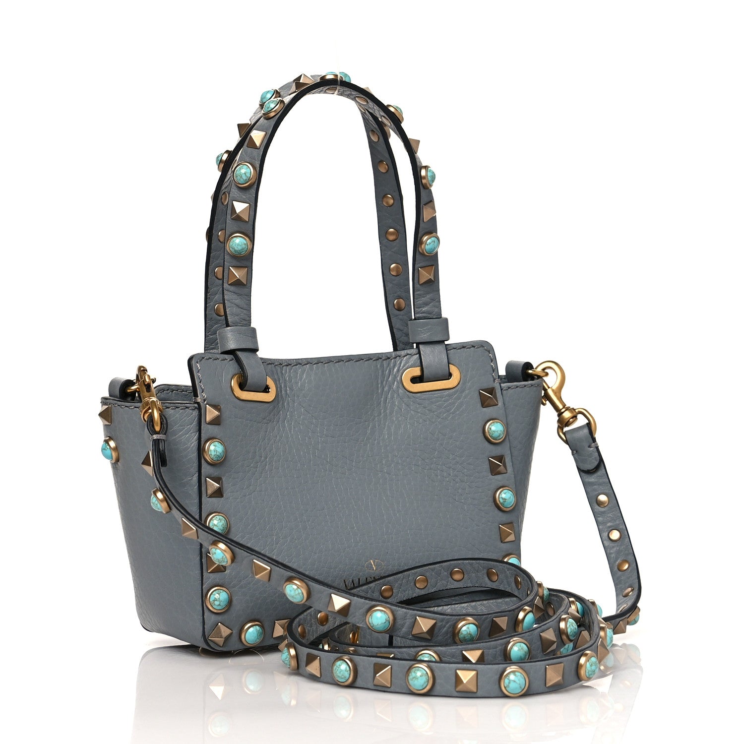 Valentino Garavani Grained Calfskin Micro Rockstud Rolling Tote Giada 2 of 9