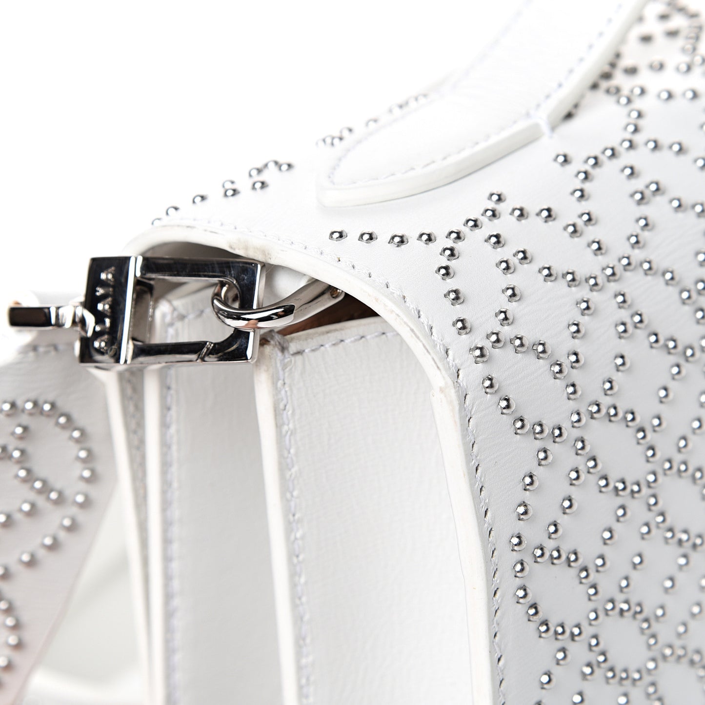 Calfskin Arabesque Studded Medium Franca Crossbody Blanc Optique