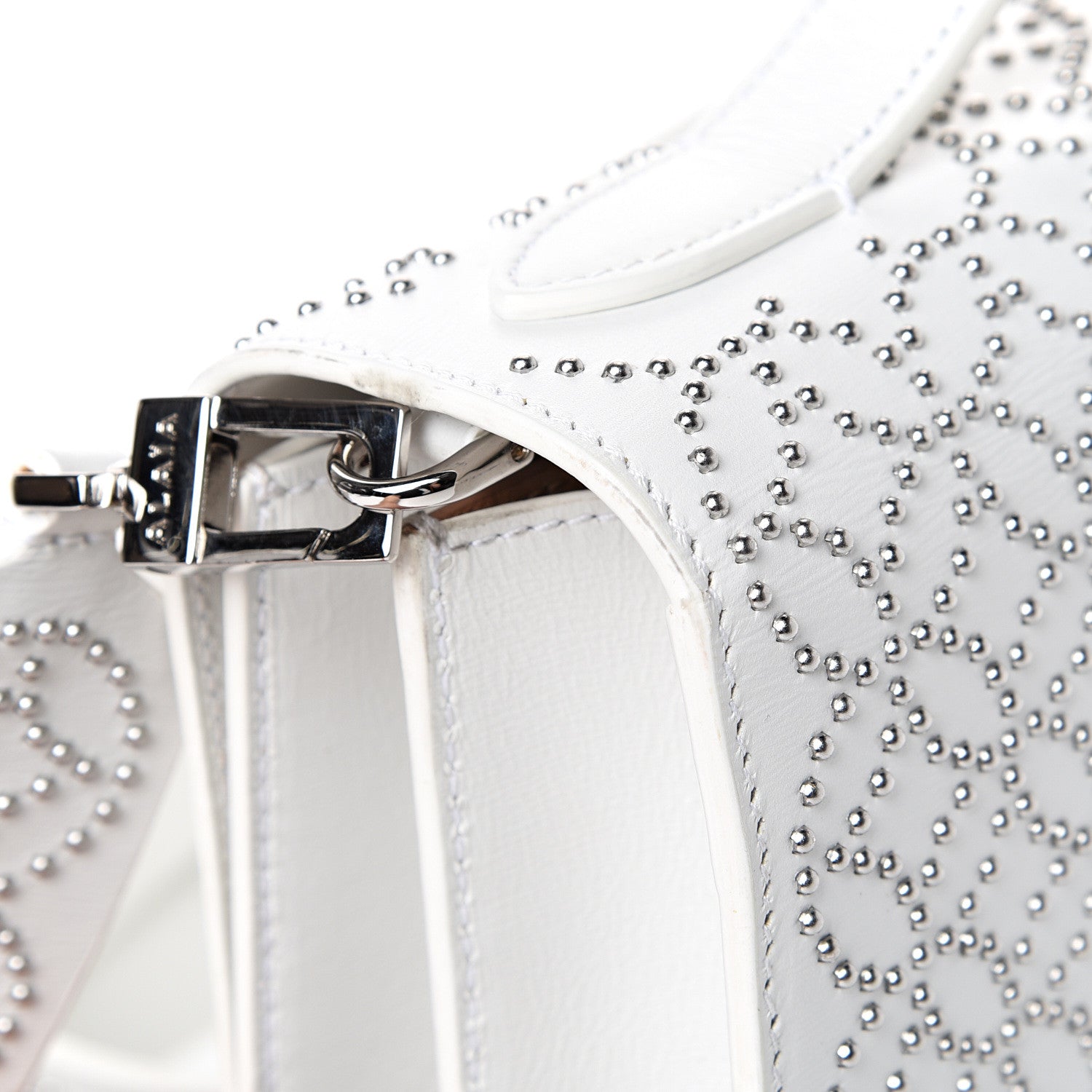 Alaia Calfskin Arabesque Studded Medium Franca Crossbody Blanc Optique 12 of 14