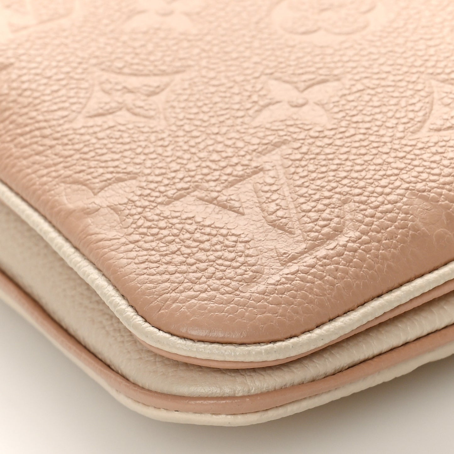 Empreinte Double Zip Pochette Beige Rose Creme