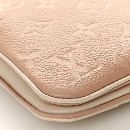Louis Vuitton Empreinte Double Zip Pochette Beige Rose Creme 9 of 10