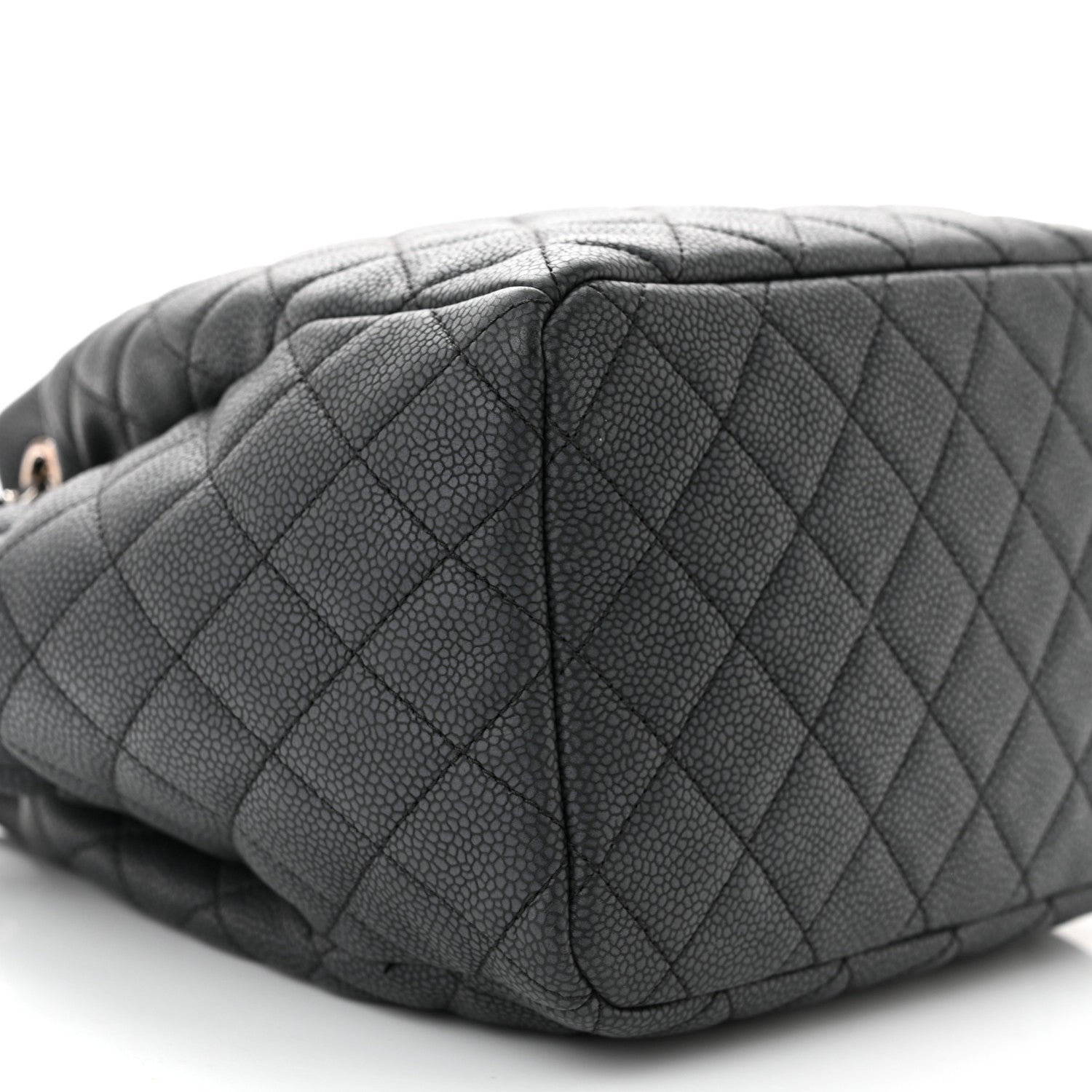 Chanel Caviar Flat Quilted CC Chain Bucket Drawstring Bag Black 9 of 11