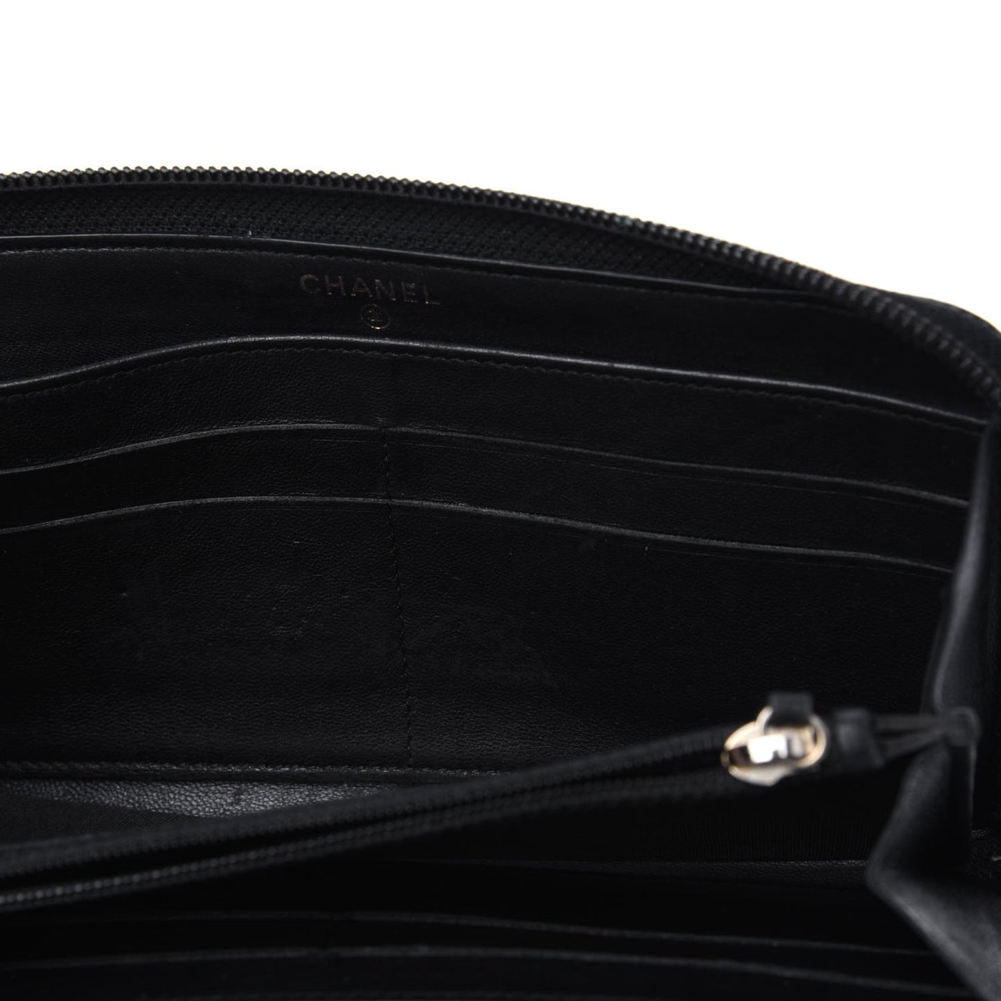 Lambskin Quilted Boy Zip Around Wallet Black