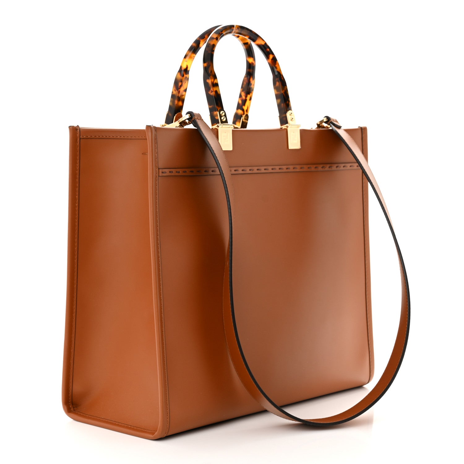 Fendi Vitello King Plexiglass Medium Fendi Sunshine Shopper Tote Cuoio 3 of 11