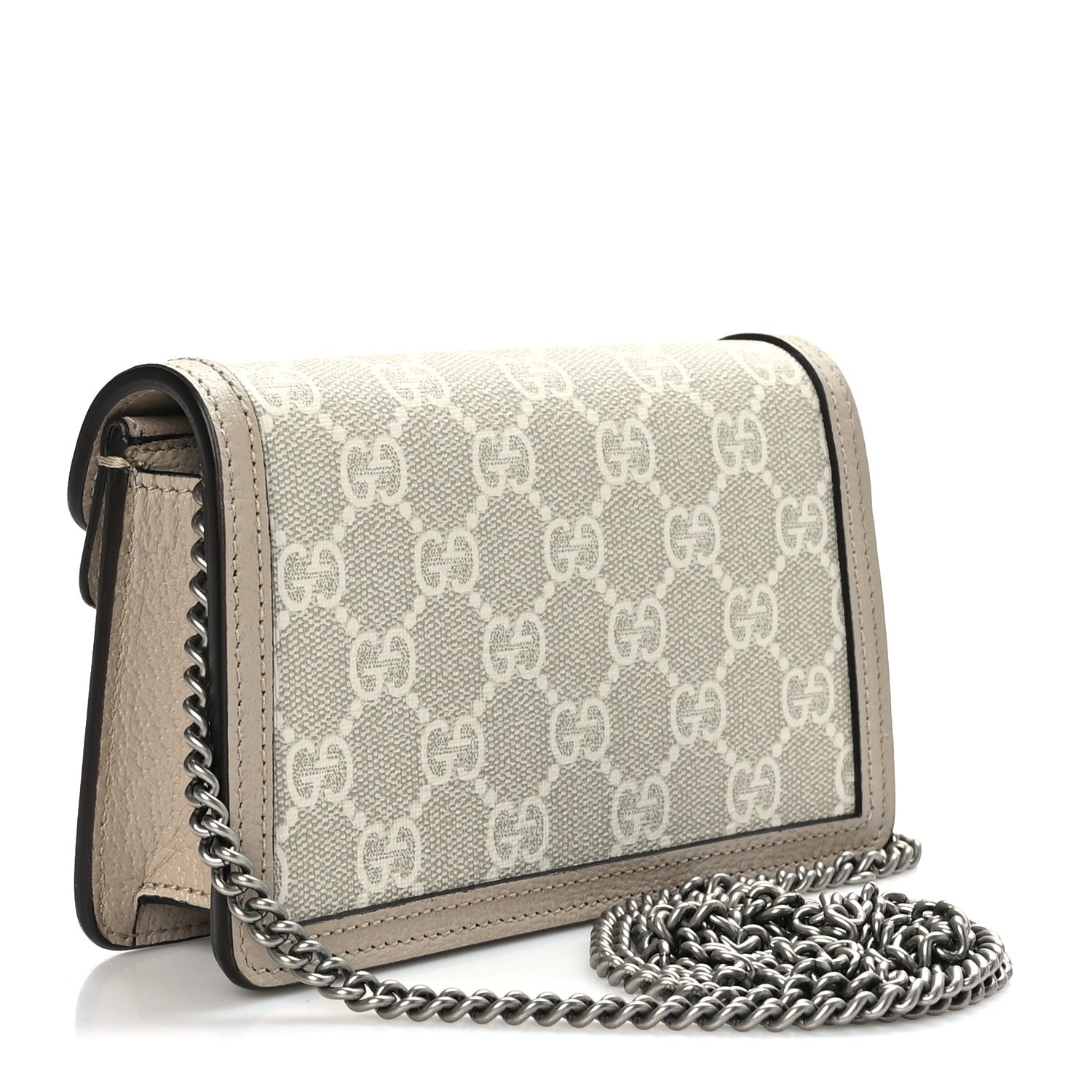 Gucci GG Supreme Monogram Textured Dollar Calfskin Super Mini Dionysus Shoulder Bag Beige Mystic White Oatmeal 3 of 9