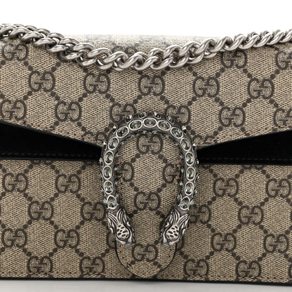 Gucci GG Supreme Monogram Suede Crystal Small Dionysus Shoulder Bag Beige Ebony Black 7 of 11