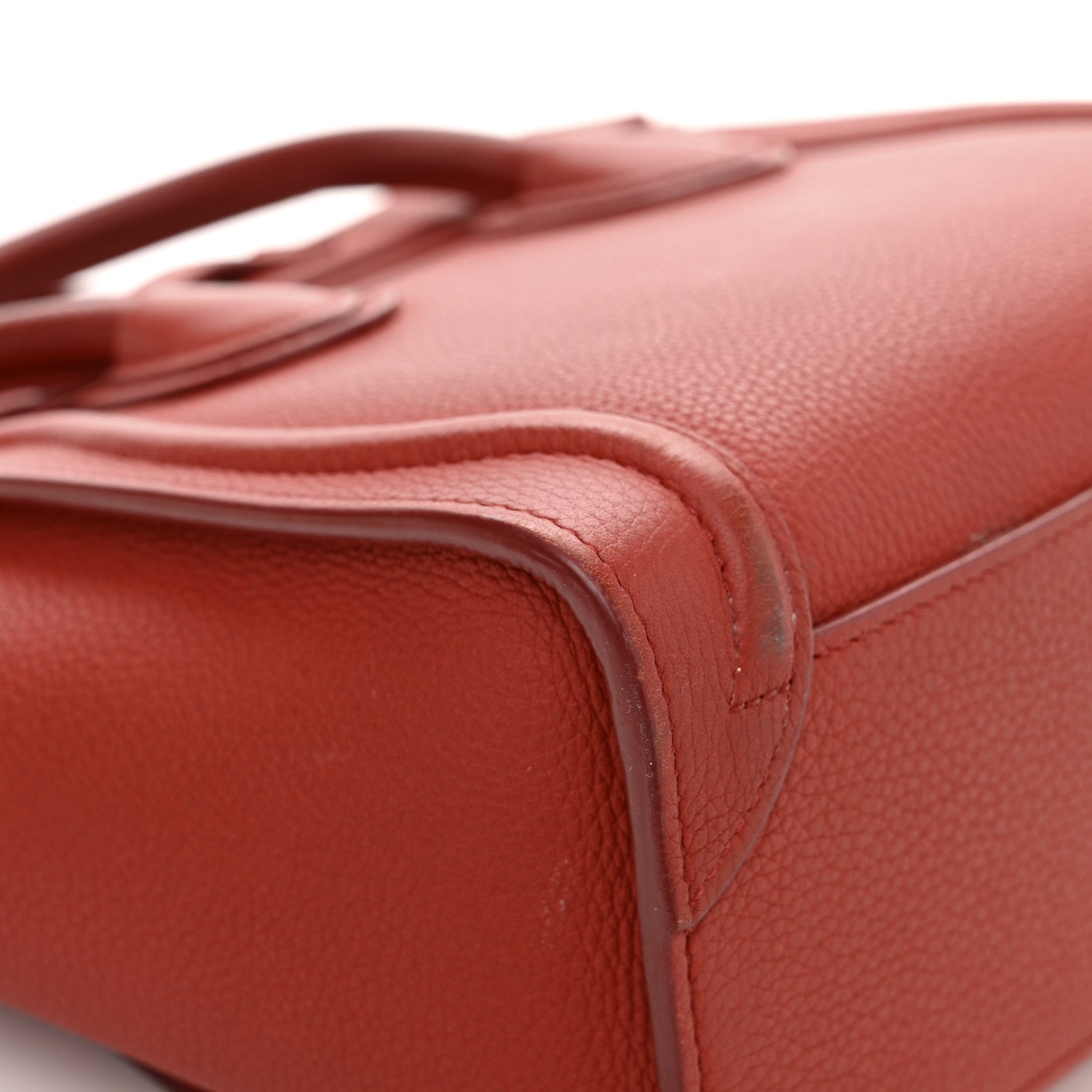 Celine Drummed Calfskin Nano Luggage Red 11 of 17