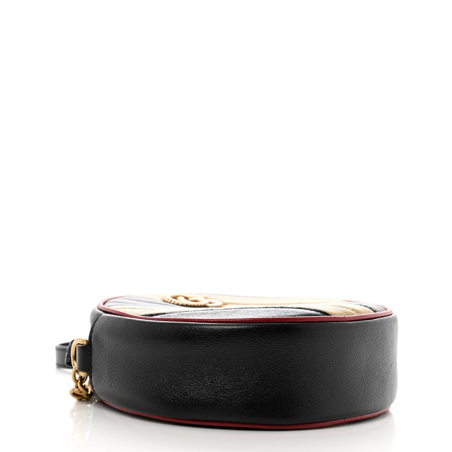Gucci Azalea Calfskin Matelasse Diagonal Patchwork Mini Torchon GG Marmont Round Shoulder Bag Black Beige Romantic Cerise 4 of 11