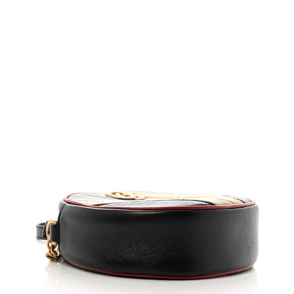 Gucci Azalea Calfskin Matelasse Diagonal Patchwork Mini Torchon GG Marmont Round Shoulder Bag Black Beige Romantic Cerise 4 of 11