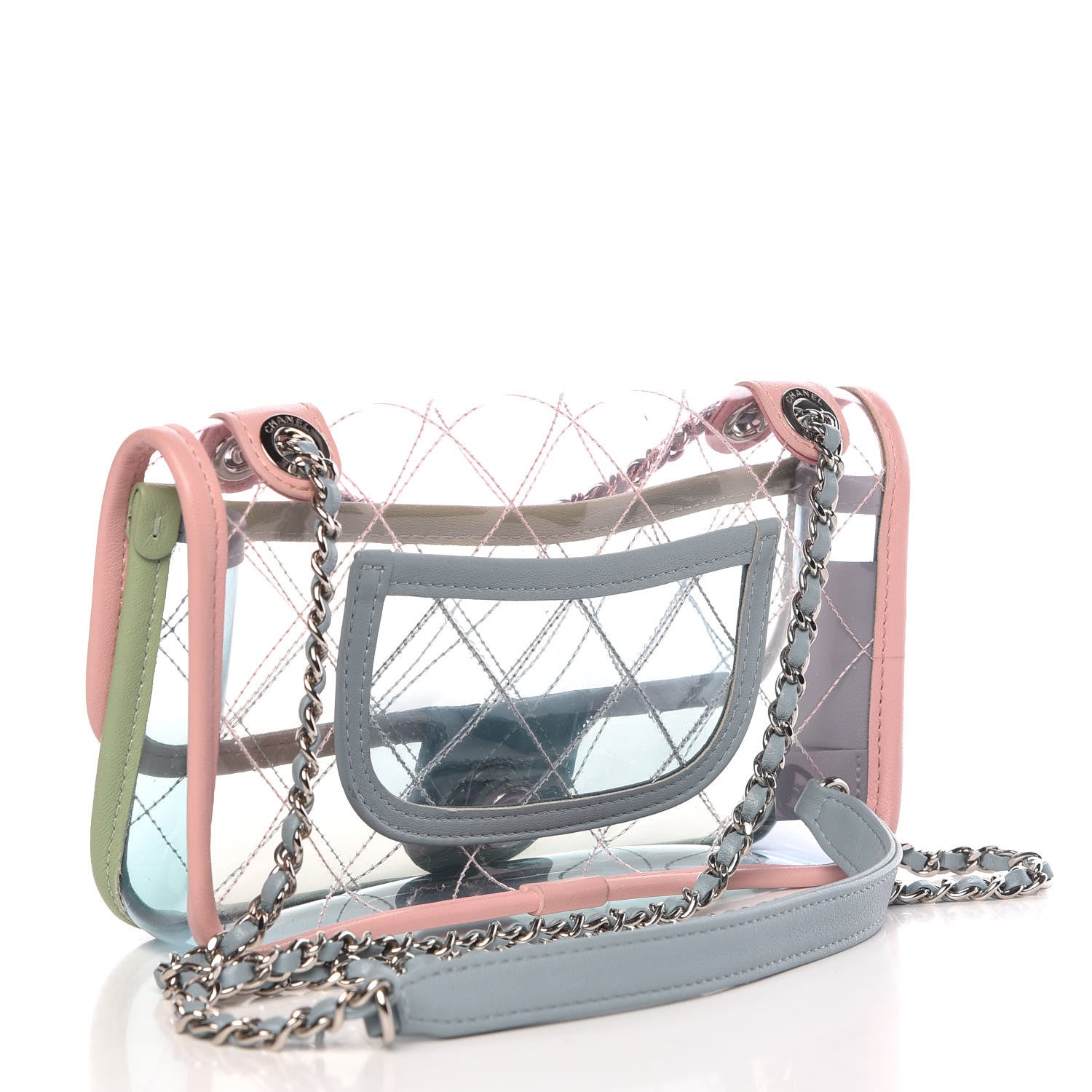 Chanel Lambskin PVC Quilted Mini Coco Splash Flap Blue Green 4 of 10
