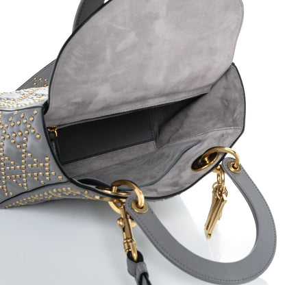 Christian Dior Calfskin Cannage Studded Medium Supple Lady Dior Grey 5 of 8