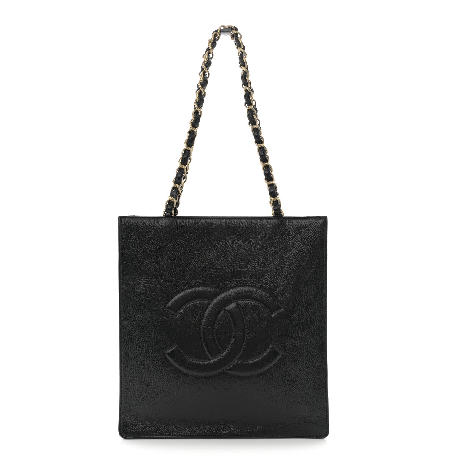 Chanel Shiny Aged Calfskin North South Shopping Bag Black 1 of 10