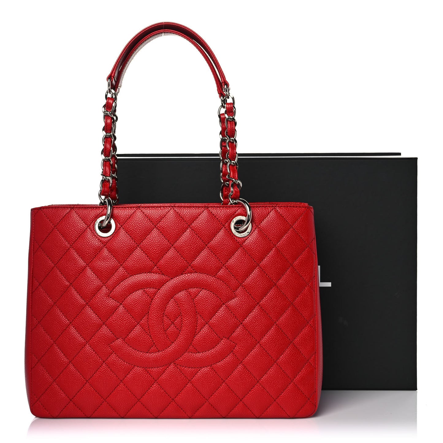 Caviar Quilted Grand Shopping Tote GST Red