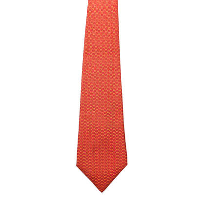 Hermes Printed Silk Mens Neck Tie Orange 2 of 5