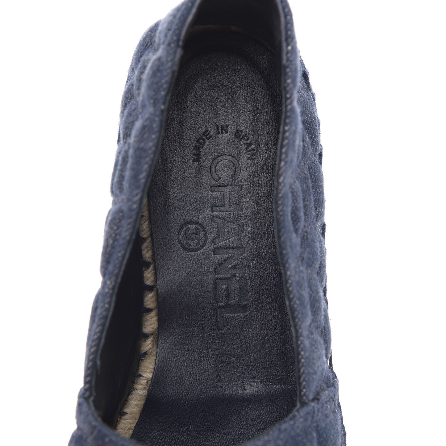 Denim Toile Embossed CC Espadrilles 39 Navy Black