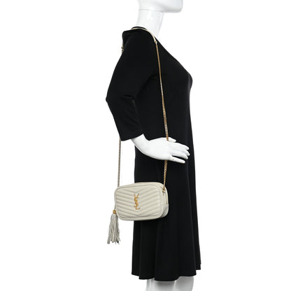 Saint Laurent Grain De Poudre Matelasse Monogram Mini Lou Camera Bag Crema Soft 2 of 12