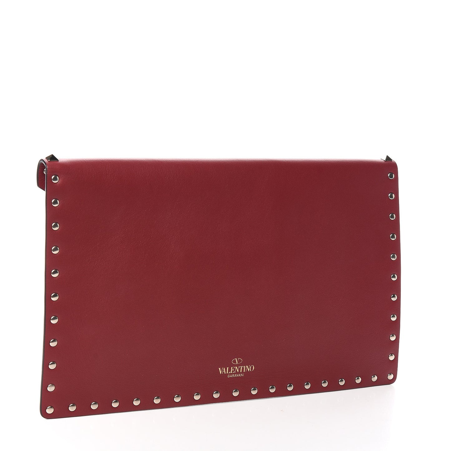 Vitello Large Rockstud Envelope Clutch Rubino