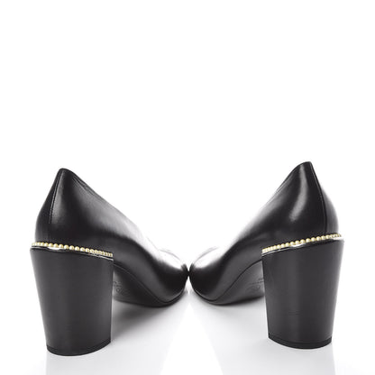 Chanel Lambskin Pearl Cap Toe Pumps 40 Black 6 of 15