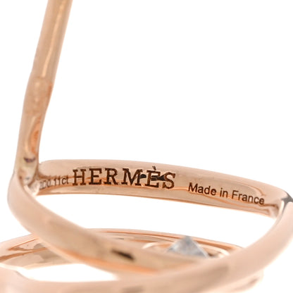 Hermes 18K Rose Gold Diamond TPM Vertige Coeur Earrings 4 of 5