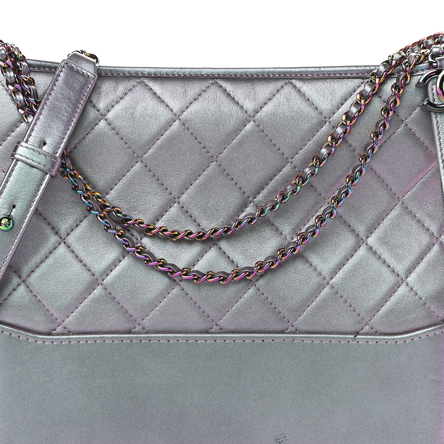 Iridescent Lambskin Calfskin Quilted Medium Gabrielle Hobo Light Purple