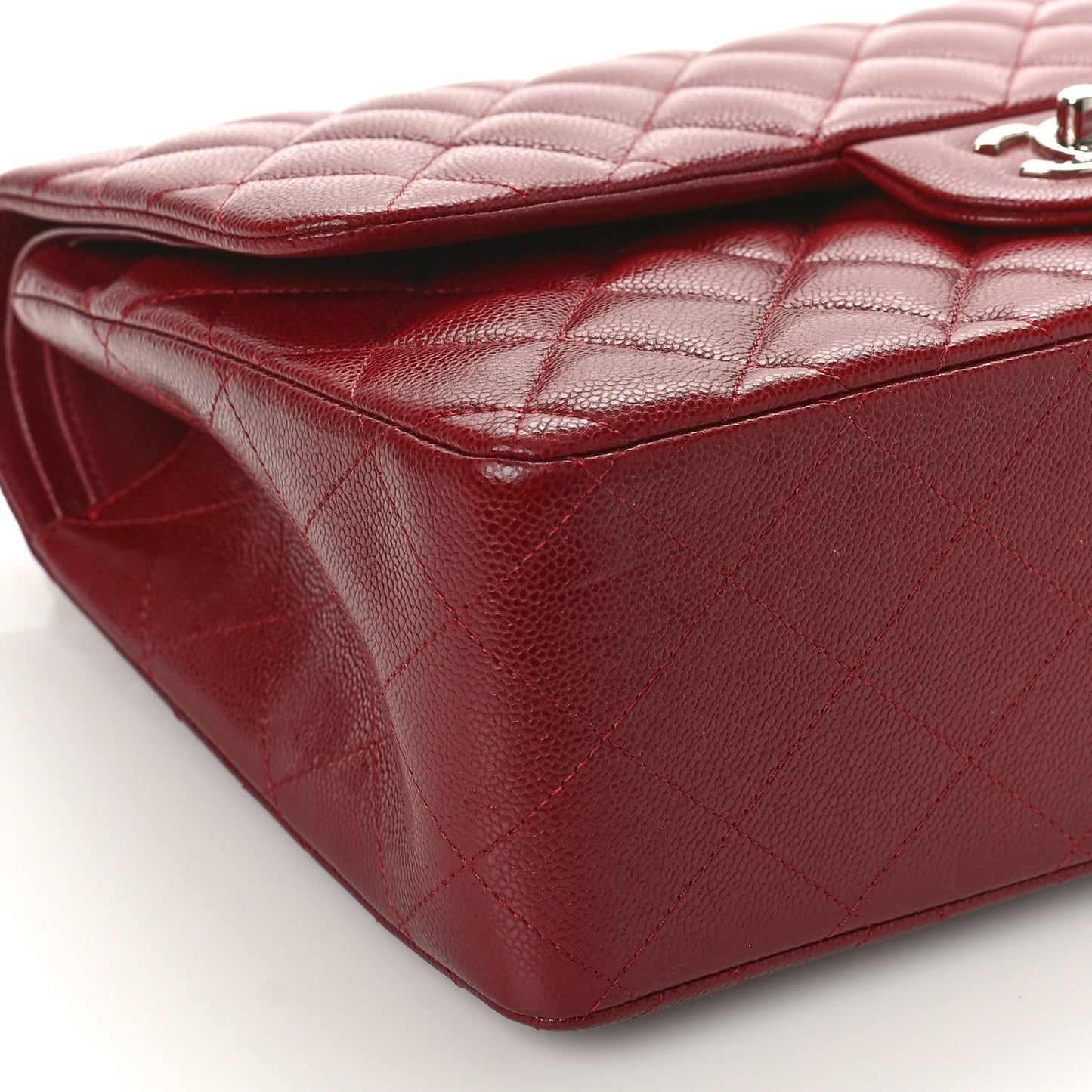 Caviar Quilted Jumbo Double Flap Burgundy