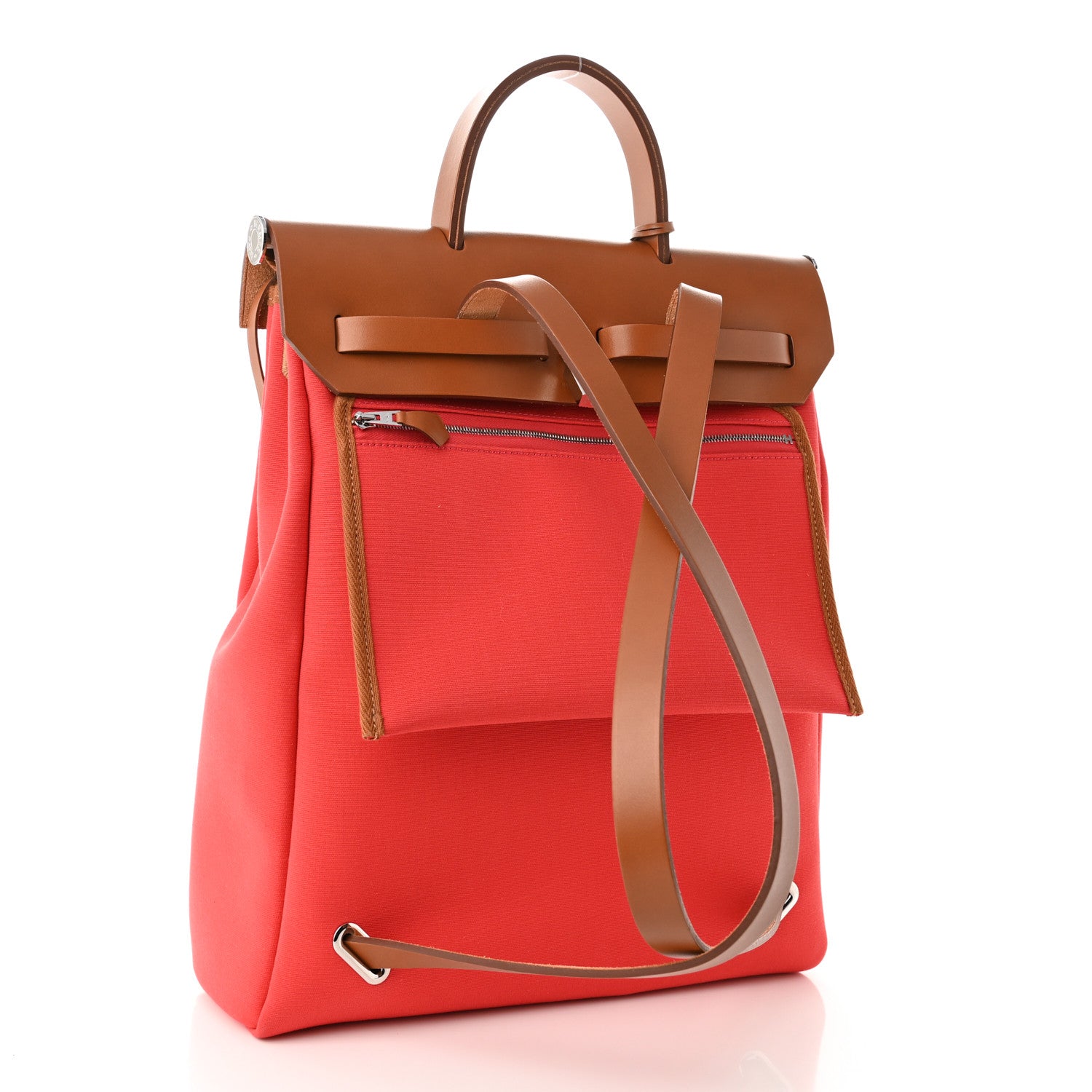 Hermes Military Toile Vache Hunter Herbag a Dos Zip Retourne Backpack Bougainvillea Fauve 4 of 12