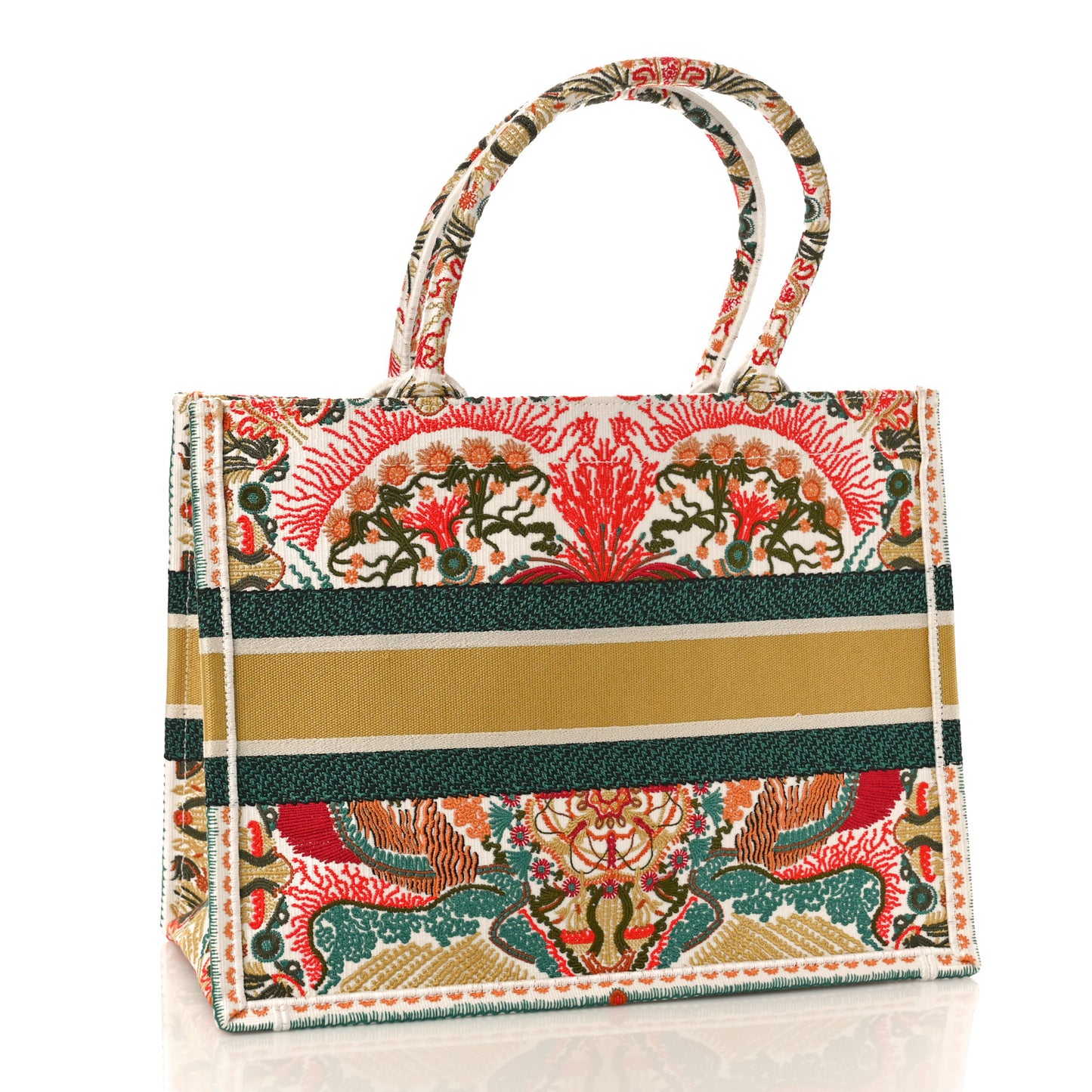 Canvas Embroidered Heart Lights Medium Book Tote Multicolor