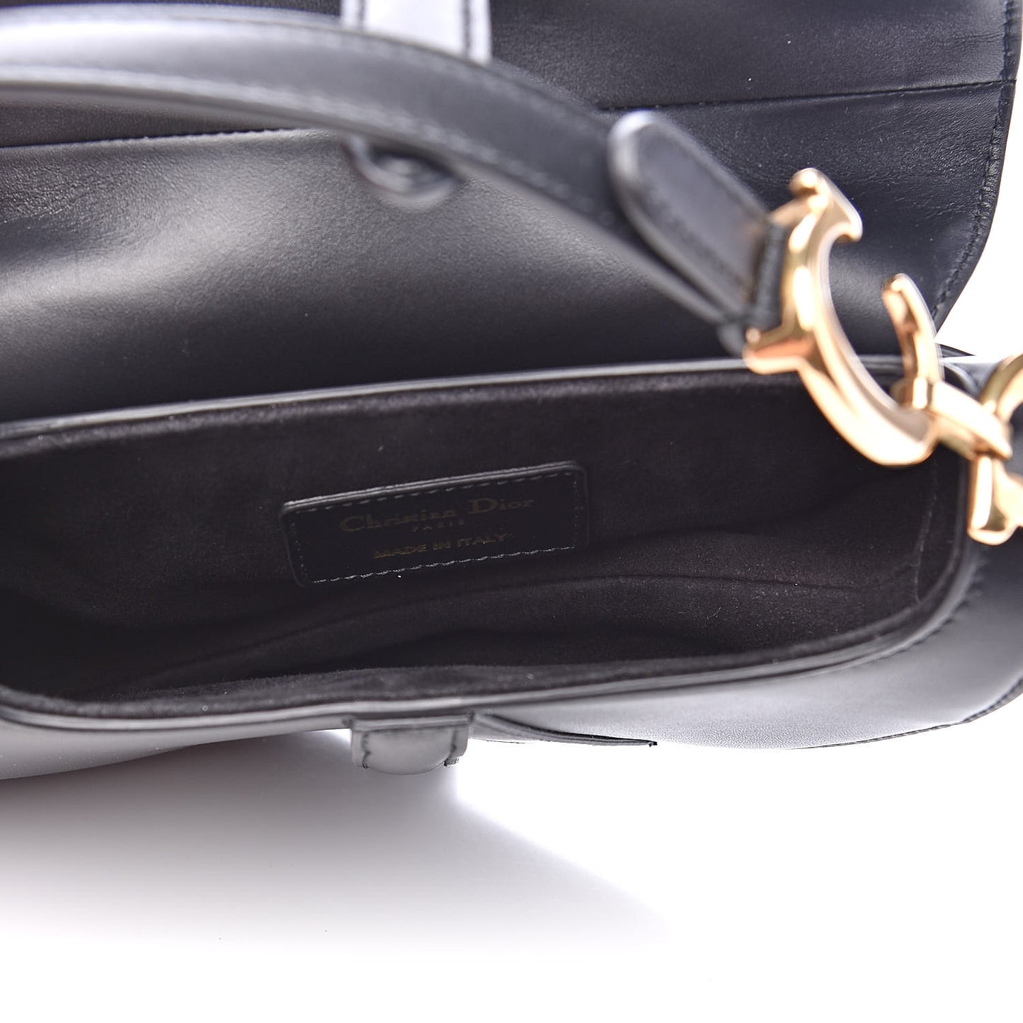 Calfskin Mini Saddle Bag Black